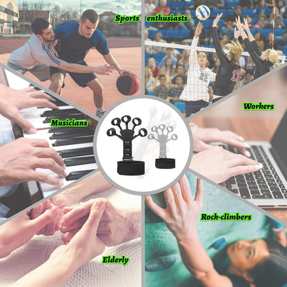 2Pcs the Gripster Wrist Exerciser Strengthener Finger Extension Exerciser Finger Resistance Bands Exercise Your FINGERS,HANDS, WRISTS and FOREARMS Enhance Your Hand Power and Relieve Pain (Black+Grey)