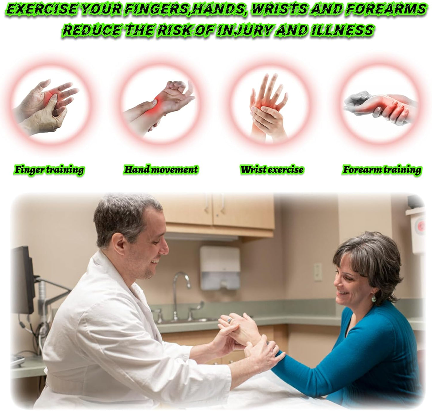 2Pcs the Gripster Wrist Exerciser Strengthener Finger Extension Exerciser Finger Resistance Bands Exercise Your FINGERS,HANDS, WRISTS and FOREARMS Enhance Your Hand Power and Relieve Pain (Black+Grey)